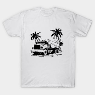 black and white heavy truck vintage - palm tree T-Shirt